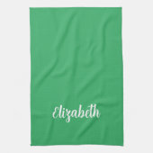 Kalligrafie Naam Sjabloon Sage Groene Effen Kleur Theedoek (Verticaal)