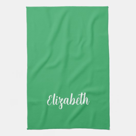 Kalligrafie Naam Sjabloon Sage Groene Effen Kleur Theedoek (Verticaal)