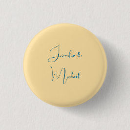 Kalligrafie Namen Elegant Eenvoudig Beige Kleur Ronde Button 3,2 Cm