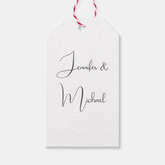 Kalligrafie Namen Elegant Gewoon Eenvoudig Grijs W Cadeaulabel (Voorkant)