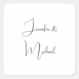 Kalligrafie Namen Elegant Gewoon Eenvoudig Grijs W Vierkante Sticker