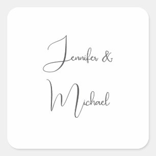 Kalligrafie Namen Elegant Gewoon Eenvoudig Grijs W Vierkante Sticker