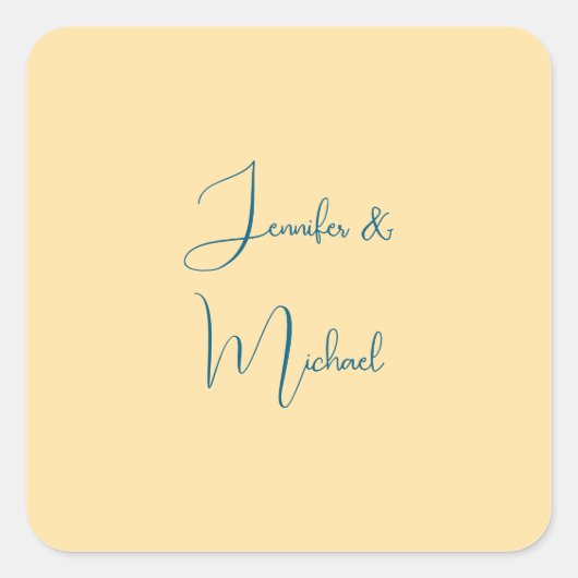 Kalligrafie Namen Elegant Plain Eenvoudige Beige K Vierkante Sticker (Voorkant)