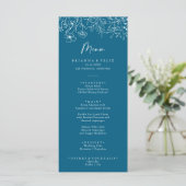 Kalligrafie Navy Wildflower Dinner Menu (Staand voorkant)