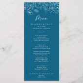 Kalligrafie Navy Wildflower Dinner Menu (Voorkant)