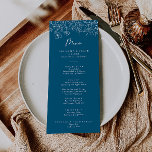 Kalligrafie Navy Wildflower Dinner Menu<br><div class="desc">Deze kalligrafie marine wildflower dinerkaart is perfect voor een rustieke bruiloft. Het ontwerp is voorzien van neutrale handgeschilderde weide wilde bloemen geassembleerd in een naadloze en charmante bloemenboeketten,  die natuurlijke schoonheid oproepen. Dit menu kan worden gebruikt voor een huwelijksreceptie,  repetitiediner,  vrijgezellenfeest of een evenement.</div>