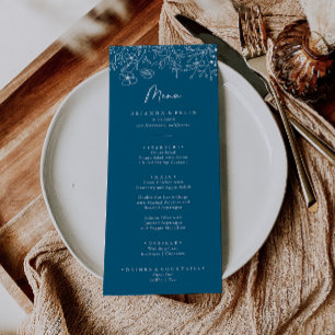 Kalligrafie Navy Wildflower Dinner Menu