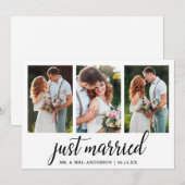 Kalligrafie net getrouwd 3 fotokaart bedankkaart (Voorkant / Achterkant)