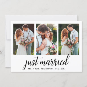 Kalligrafie net getrouwd 3 fotokaart bedankkaart