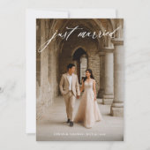  kalligrafie net getrouwd foto-elopement aankondiging (Voorkant)