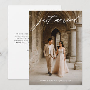  kalligrafie net getrouwd foto-elopement aankondiging