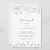 Kalligrafie Neutraal Wildflower Pensioen Partij Kaart (Voorkant)