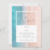 Kalligrafie Oceaan Diepblauwe Strand Bruiloft Kaart (Voorkant)