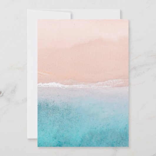 Kalligrafie Ocean Deep Blue Beach Bruiloft Kaart (Achterkant)