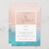 Kalligrafie Ocean Deep Blue Beach Bruiloft Kaart (Voorkant / Achterkant)