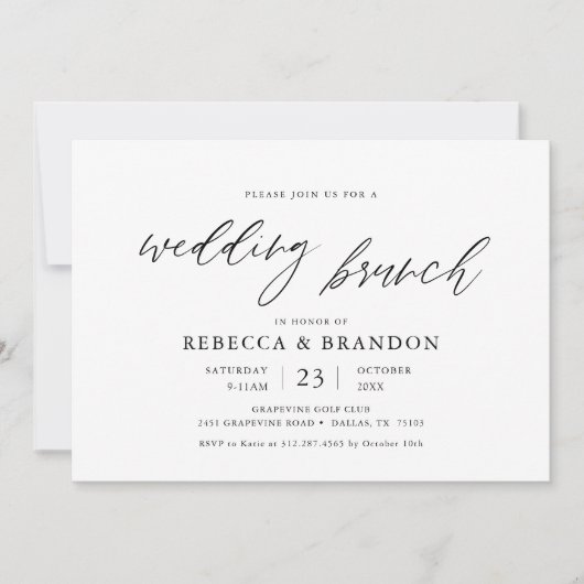 Kalligrafie Ochtend Na Bruiloft Brunch Kaart (Voorkant)