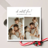 Kalligrafie Oh Wat Leuk Kerstgezin Foto Rood Feestdagenkaart