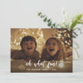 Kalligrafie Oh Wat Leuke Baby Kerstfoto Feestdagenkaart (Staand voorkant)