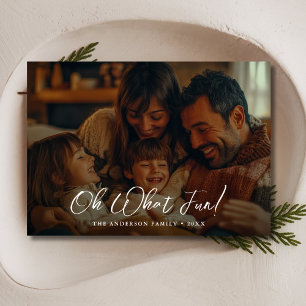 Kalligrafie Oh Wat Leuke Familie Kerstfoto Feestdagenkaart