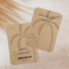 Kalligrafie Oorbel Display Kaart Strand Palm Tree Visitekaartje