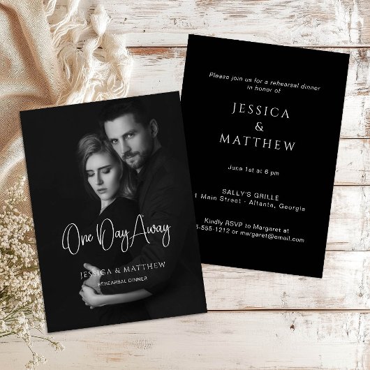 Kalligrafie op een dag weg Fotorepetitie diner Kaart