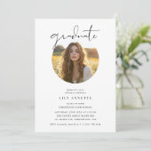Kalligrafie Ovaal Foto Budget Afstudeerfeest Kaart (Staand voorkant)