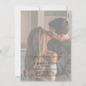 Kalligrafie Overlay Verbleekt 2 Foto Verloving Kaart (Voorkant)