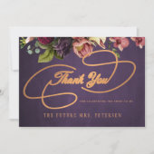  kalligrafie paarse vrijgezellenfeest bedankkaart (Voorkant)