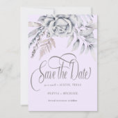 Kalligrafie Pastel Beige Bloem Save the Date (Voorkant)