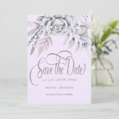 Kalligrafie Pastel Beige Bloem Save the Date (Staand voorkant)