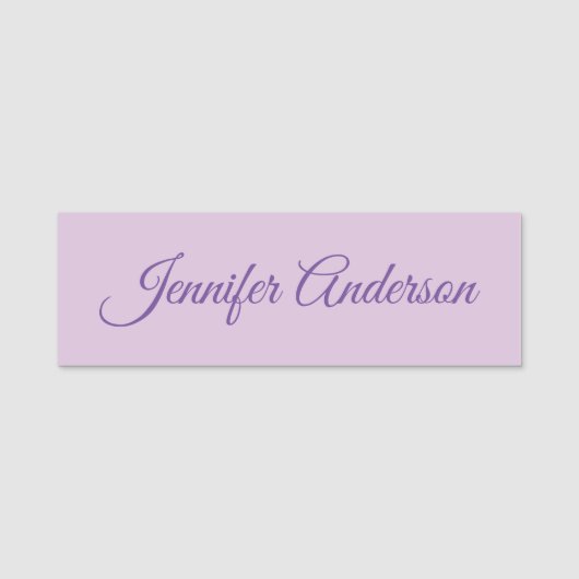 Kalligrafie Pastel Thistle Roze Gepersonaliseerd Naamplaatje (Voorkant)