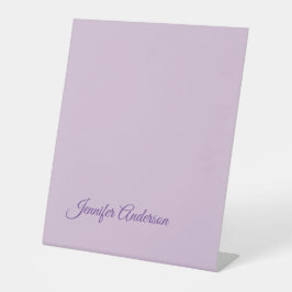 Kalligrafie Pastel Thistle Roze Gepersonaliseerde Reclamebord Met Voetstuk