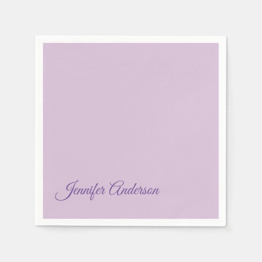 Kalligrafie Pastel Thistle Roze Gepersonaliseerde  Servet (Voorkant)