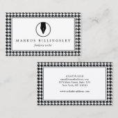 Kalligrafie Pen Nib Logo met Houndstooth Pattern Visitekaartje (Voorkant / Achterkant)