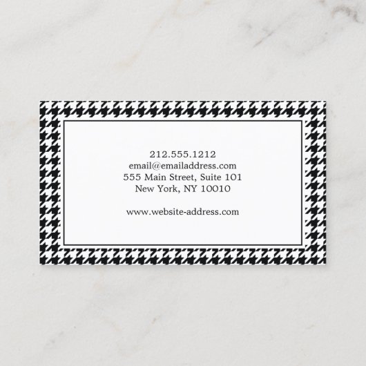 Kalligrafie Pen Nib Logo met Houndstooth Pattern Visitekaartje (Achterkant)