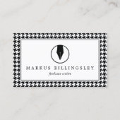 Kalligrafie Pen Nib Logo met Houndstooth Pattern Visitekaartje (Voorkant)