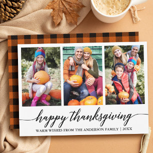Kalligrafie Plaid Thanksgiving 3 Foto Feestdagenkaart