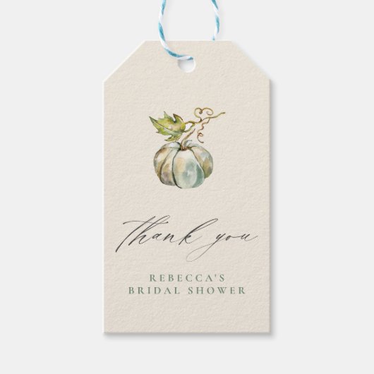 Kalligrafie Pompoen Bruiloft Feest Dank Je Cadeaulabel (Voorkant)