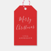 Kalligrafie Prettig Kerstfeest Helder Rode Naam Cadeaulabel (Achterkant)