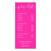 Kalligrafie Prijslijst Roze Rack Kaart (Voorkant)