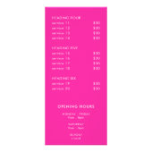 Kalligrafie Prijslijst Roze Rack Kaart (Achterkant)