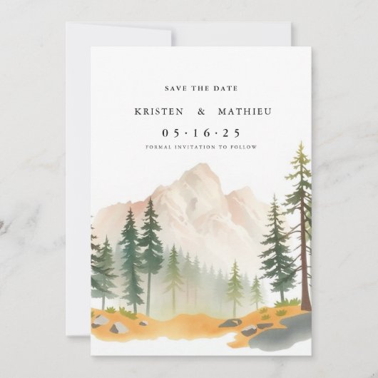 Kalligrafie Printable Mountain Save The Date (Voorkant)