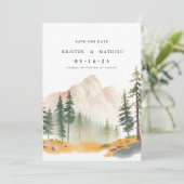 Kalligrafie Printable Mountain Save The Date (Staand voorkant)