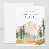 Kalligrafie Printable Mountain Save The Date (Voorkant / Achterkant)