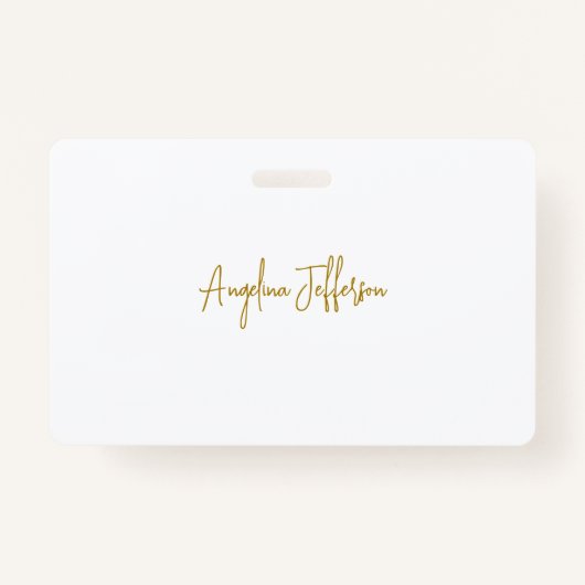 Kalligrafie Professioneel Elegant Gouden Kleur Badge (Voorkant)