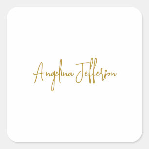 Kalligrafie Professioneel Elegant Gouden Kleur Vierkante Sticker