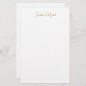 Kalligrafie professioneel elegant gouden namen briefpapier (Voorkant / Achterkant)