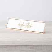Kalligrafie Professionele Elegante Gouden Kleur Bureau Naambordje (Voorkant)