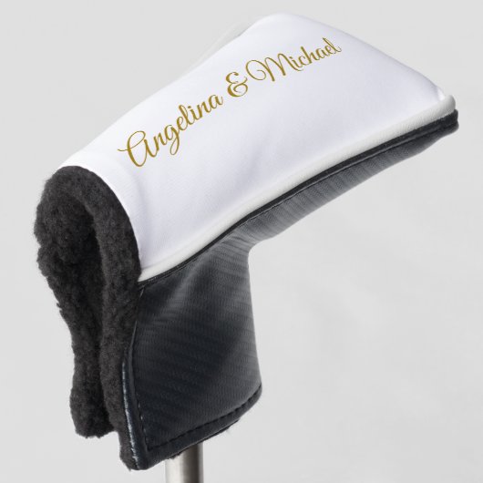 Kalligrafie Professionele Elegante Gouden Kleur Golfheadcover (3/4 voorkant)
