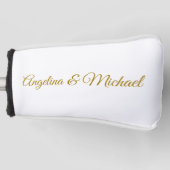 Kalligrafie Professionele Elegante Gouden Kleur Golfheadcover (Voorkant)